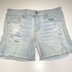 Pastel Blue Jean Shorts Ripped Size 0 - American Eagle Outfitters